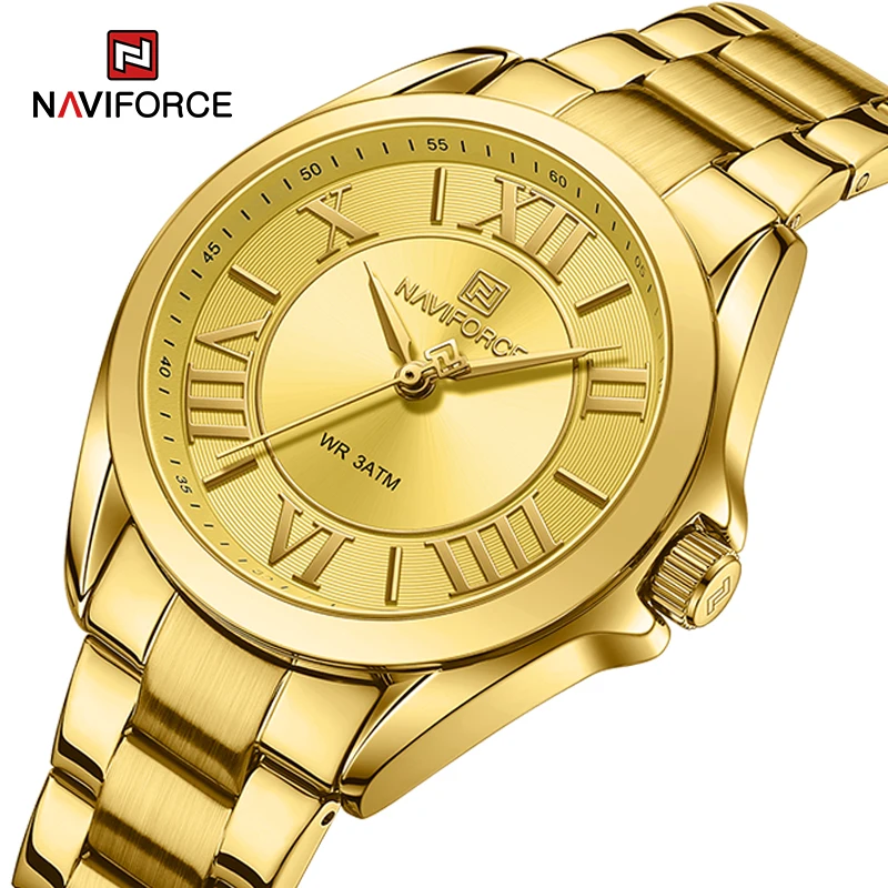 Top Luxury NAVIFORCE Watches for Women 30m Waterproof Stainless Steel Band Quartz Female Wristwatch High Quality Ladies Bracelet