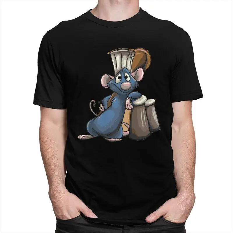 Custom Trendy Little Chef Ratatouille Remy T Shirt Men Short Sleeves Cotton T-shirt Leisure Tees Graphic Tshirts