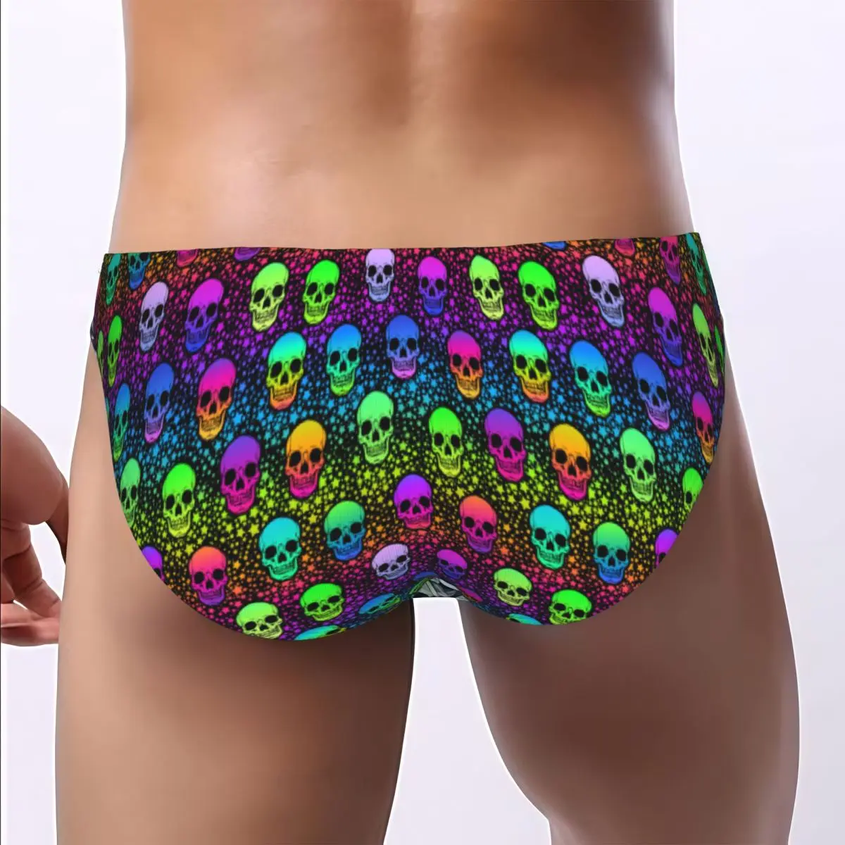 Men's Sexy Briefs Breathable Bikini Neon Skulls And Stars Men Underpants Low Cut Man Underwear Panties - view 3