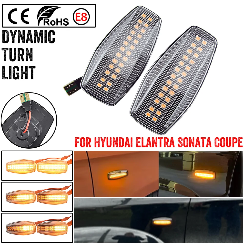 

2pcs For Hyundai Tucson (JM) 2005-2010 Dynamic Turn Signal Light LED Side Fender Marker Sequential Indicator Blinker
