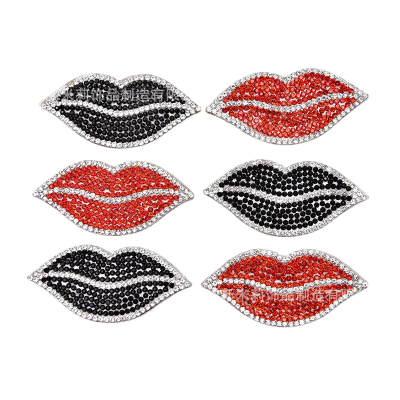 Engood 50pcs Lips Embellishments Hot Melt Adhesive Rhinestone Apparel Sewing Button for Clothing Shoes Hat Bag Decor Accessories