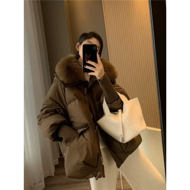

Women's models Fairy Autumn Winter Cotton Coat Top Coat Hair Collar Short Thickened Warm Leisure Soft Comfortable Niche Vintage
