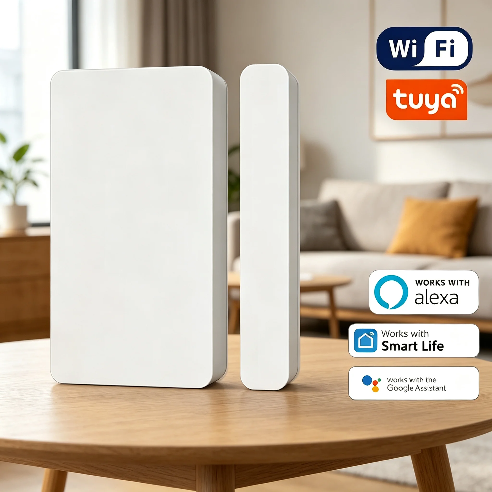 Tuya 2.4G WiFi Door Window Magnetic Sensor No Gateway Smart Detector Remote App Alert Works Alexa Google IFTTT Home Security