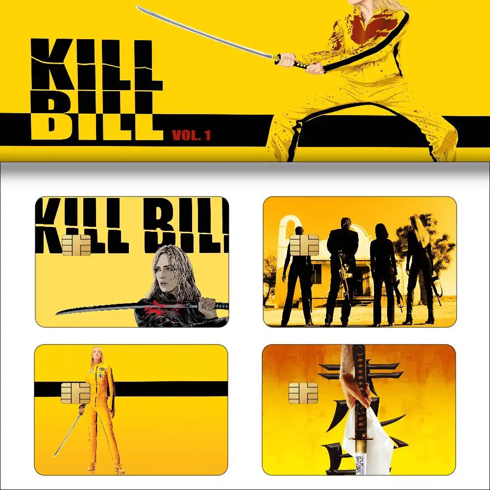 Movie K-Kill Bill Volume Cartoon 4pcs 1Set Credit Card Skin Stickers For Bank Card Bus Metro Card Sticker Waterproof Women Gift
