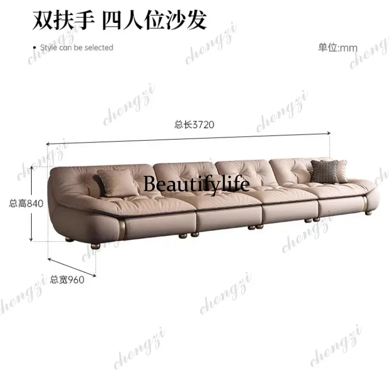 A45  Living Room Sofas Couch Home Furniture Pedal Couch Luxury Cowhide Genuine Leather Sofa Single Double Three Person Four Pers