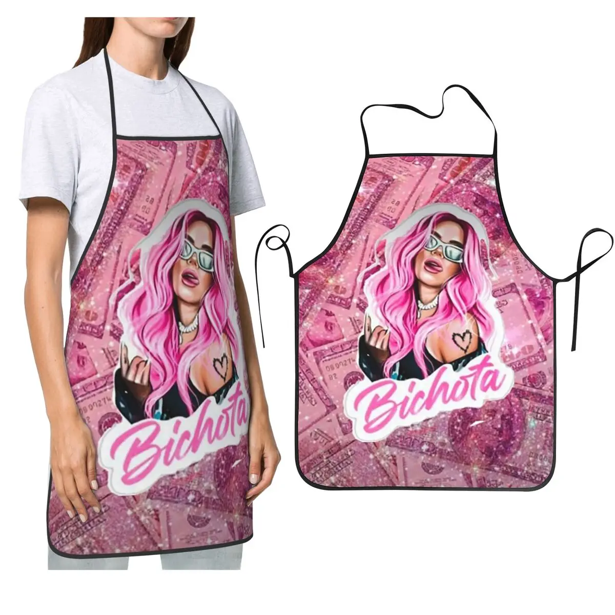 Karol G Happy Valentines Day Apron Chef Cooking Baking Tablier Waterproof Bib Kitchen Cleaning Pinafore for Women Men Painting