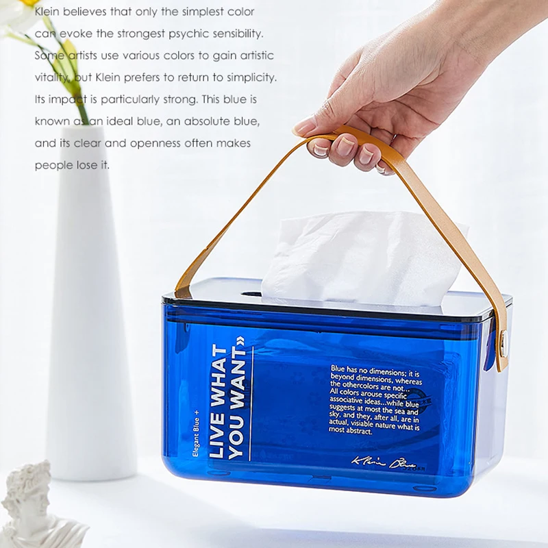 Ins Klein Blue Tissue Box Kitchen Napkin Storage Box Wc Paper Container Desktop Toilet Paper Holder Nordic Style Home Decoration