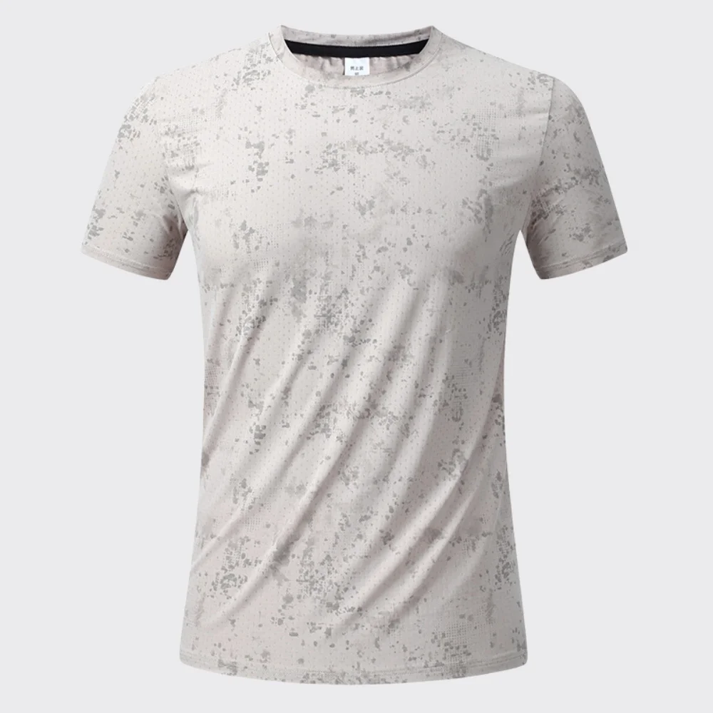 Summer Mens Quick Dry Running Bodybuilding Shirts Sport Gym T-shirt Short Sleeve High Quality Men Elastic Fitness Sweatshirt Top