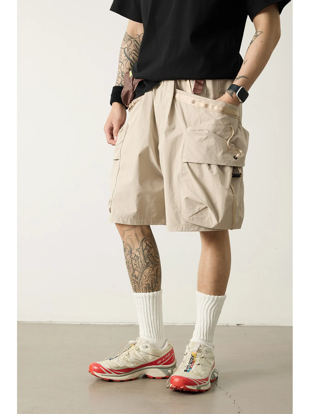 Mens Summer Cargo Shorts 5 Inch Loose Fit Multi Pocket Lightweight Outdoor Hiking Streetwear Hip Hop Trendy High Quality Pants