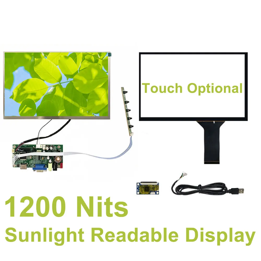 Sunlight Readable Display 1200 Nits High Brightness 10.1 Inch 1280x800 16:10 1000 Nits LCD Touchscreen Outdoor Project Panel