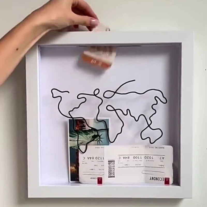 Travel Adventure Archive Box Ticket Shadow Box Picture Frame For Wall And Tabletop Display Keep Memories Home Decor Storage Box