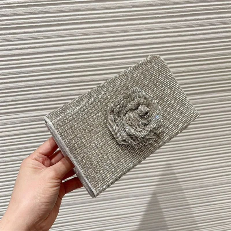 حقيبة يد نسائية أنيقة مع كريستالات Blingbling حقائب سهرة كاملة من حجر الراين كوكتيل رسمي/زفاف/حفلة عيد ميلاد محفظة حجرية #6