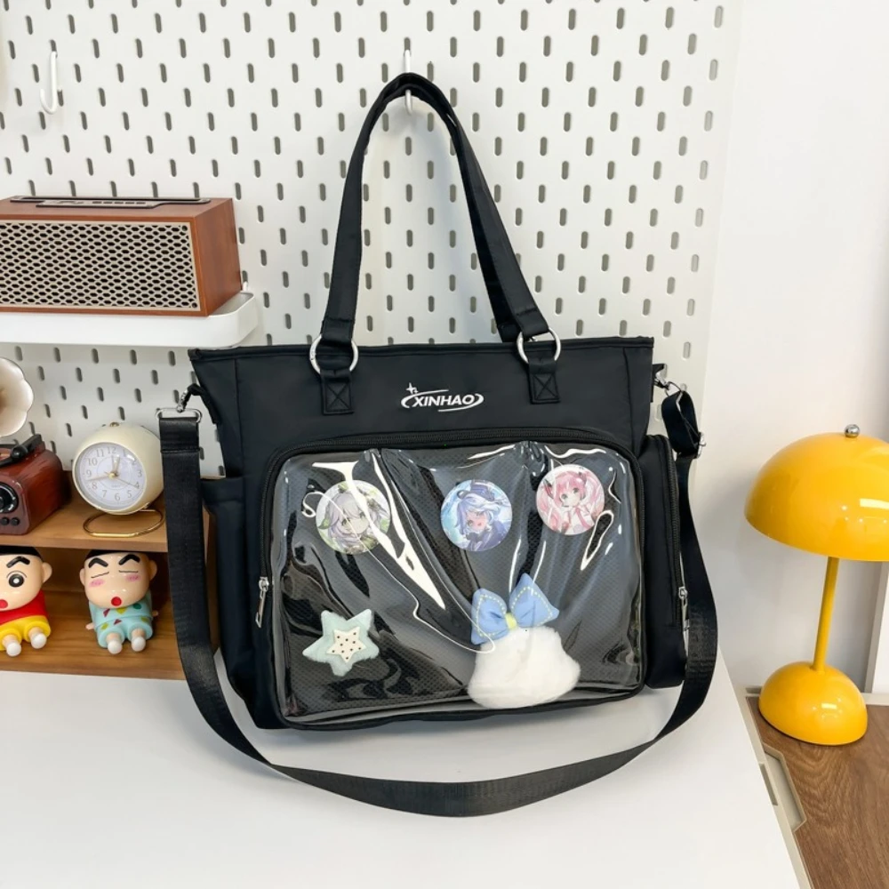 

Прозрачные японские синие сумки Ita, значок, сумки на плечо Kawaii, большая вместимость, студенческие рюкзаки с коллажем, сумки Jk, униформа