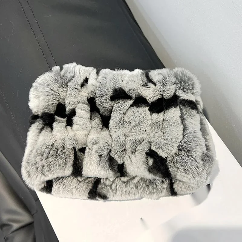 Real Rex Rabbit Fur Neck Cover Winter Fashion Elastic Scarf Plush Headband Natural Fur Ring Scarves Handmade Knitted Fur Scarf