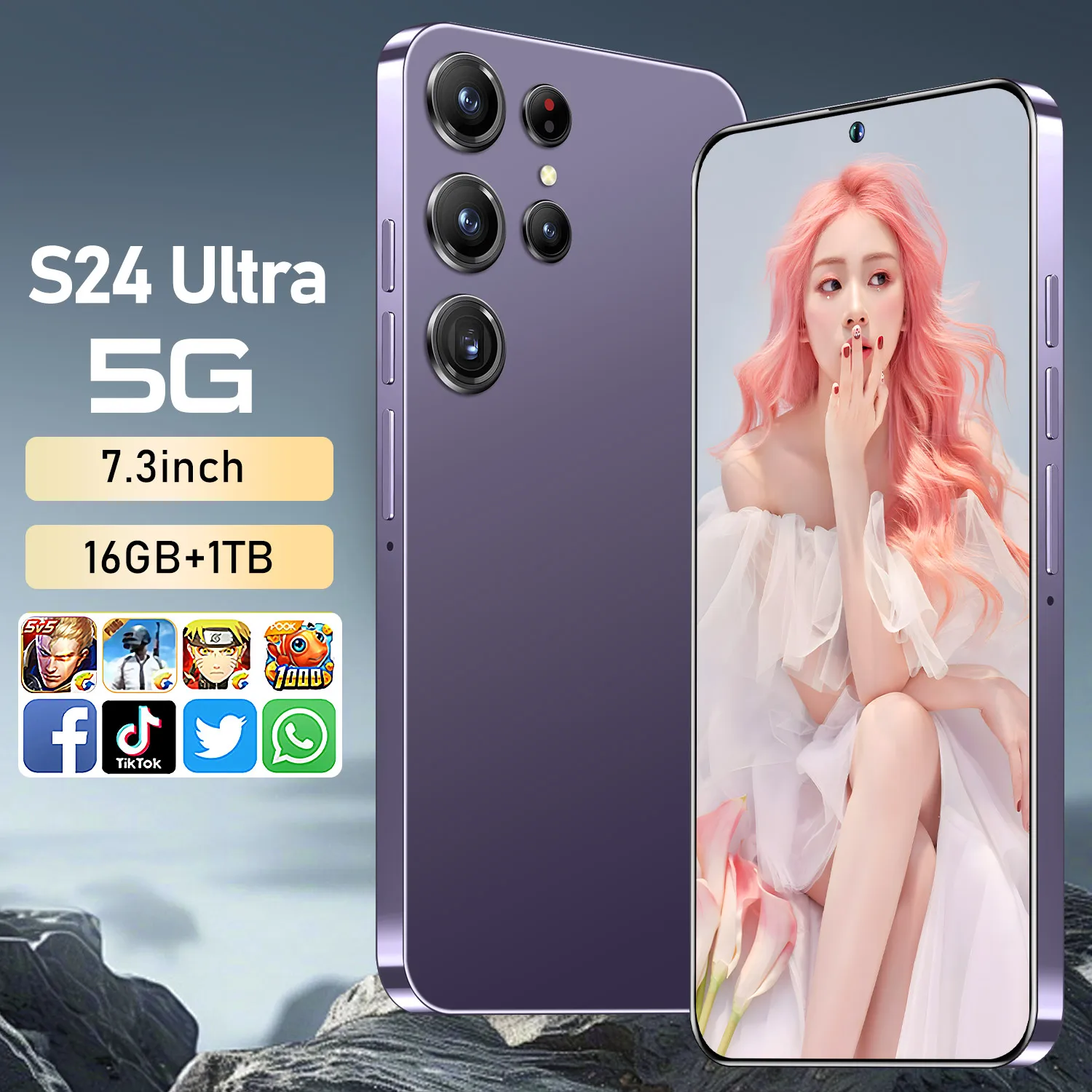 Global Version S24 Ultra Smartphone 4G 5G 7.3HD Original Dual Sim Cellphones Android 14 Cell Phone 7800mAh Smart Mobile Phones