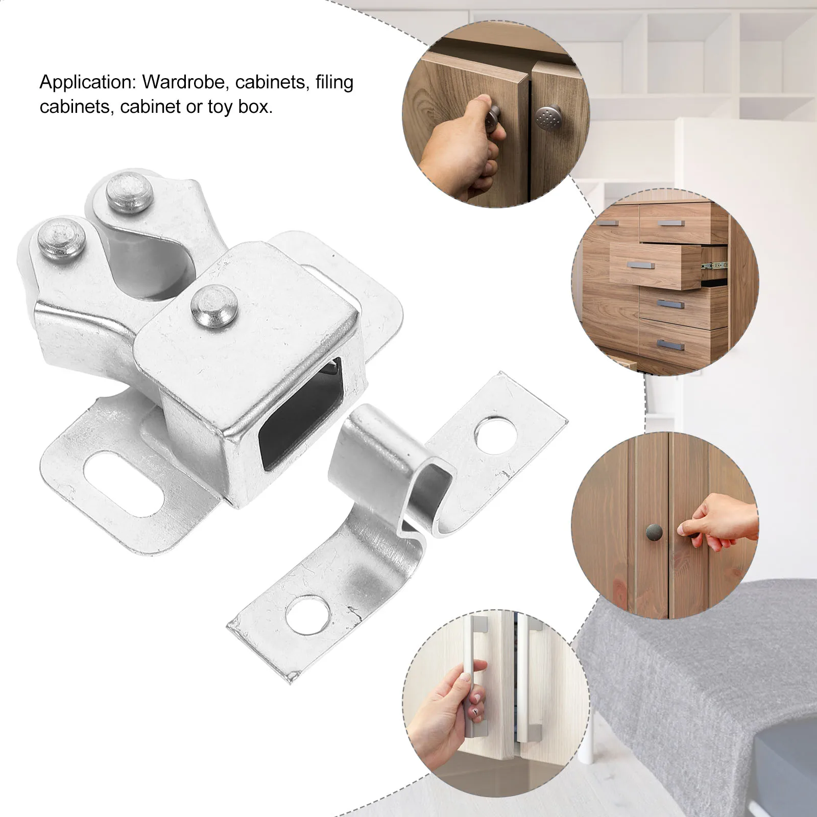 

20 Sets Cabinet Door Ball Catches Furniture Latch Wardrobe Switch Metal Roller Catch For Doors Closet Hardware
