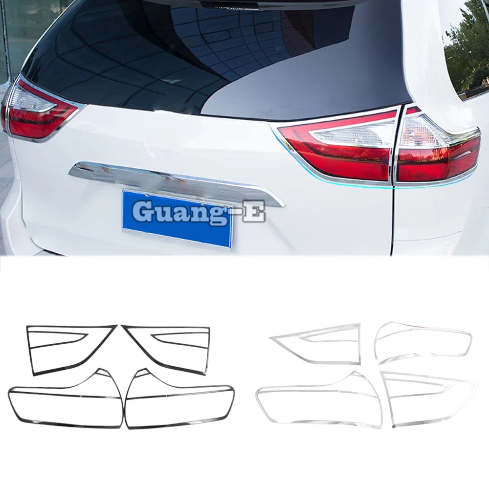 

For Toyota Sienna 2015 2016 2017 2018 2019 2020 Car Rear Tail Back Light Lamp Detector Frame Stick ABS Plastic Cover Trim 4PCS