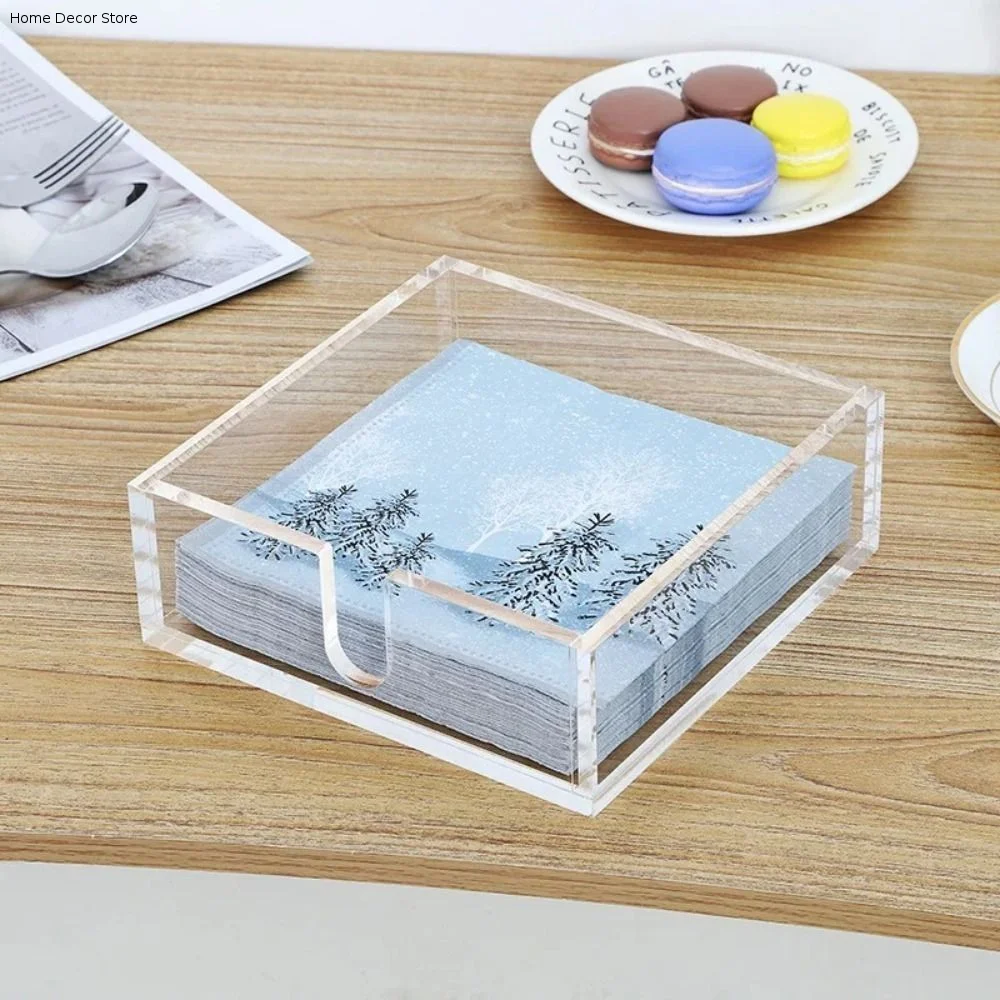 Household Transparent Napkin Holder Modern Durable Tissue Paper Dispenser Case Square Acrylic Tissue Box Kitchen