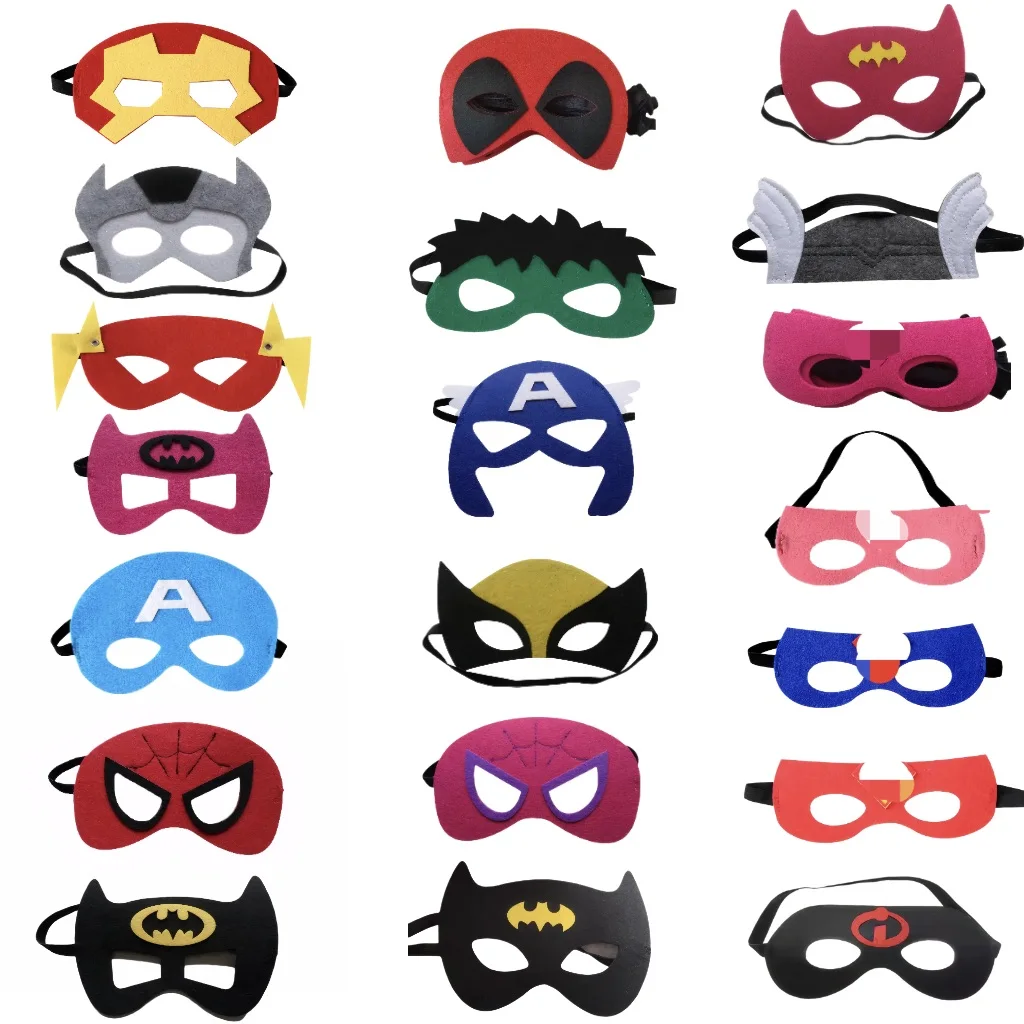 1/20pcs Kid Costume Spiderman Costume Super Hero Cosplay Captain America Iron Man Batman Super Eye Mask Halloween Party Props