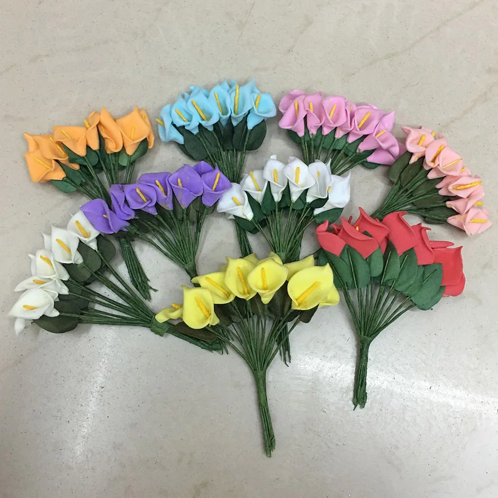 

12pcs Mini Artificial Bridal Flowers Bouquet PE Real Touch Flower (Ivory)