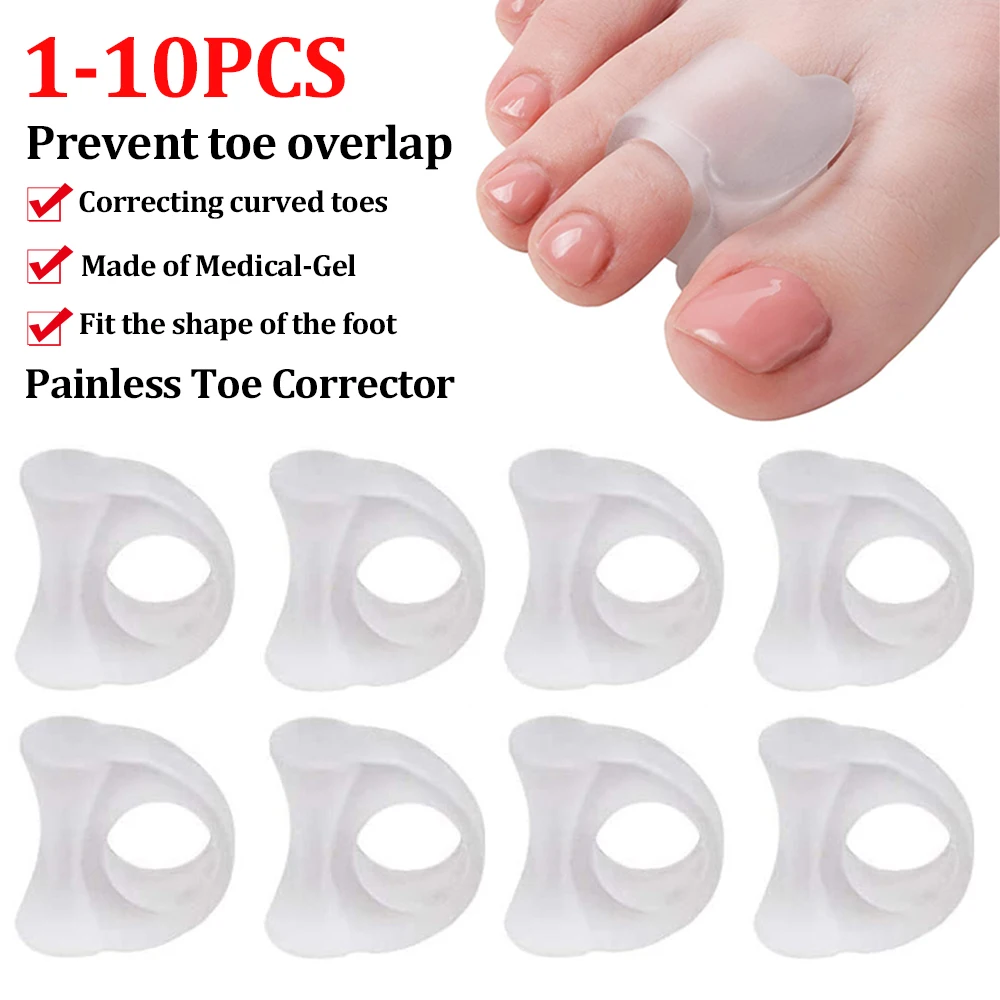 Separador de dedos de los pies de silicona, ajustador de ectropión de hueso de juanete, aparato exterior, herramienta para el cuidado de los pies, Corrector de Hallux Valgus, 2-10 Uds.