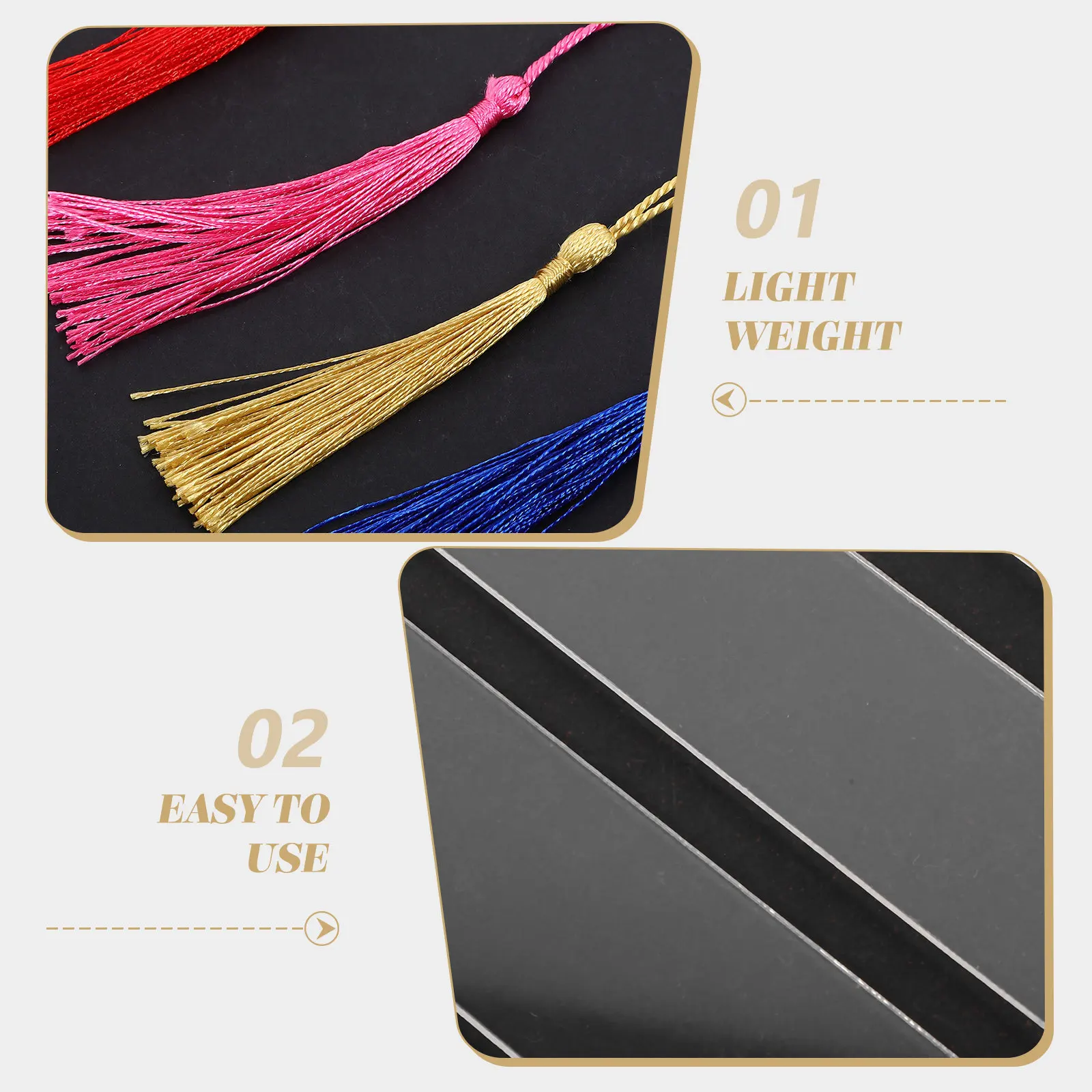 Rectangular Acrylic Bookmark Blanks Set Transparent Lightweight Book Markers with Tassel for Study DIY
