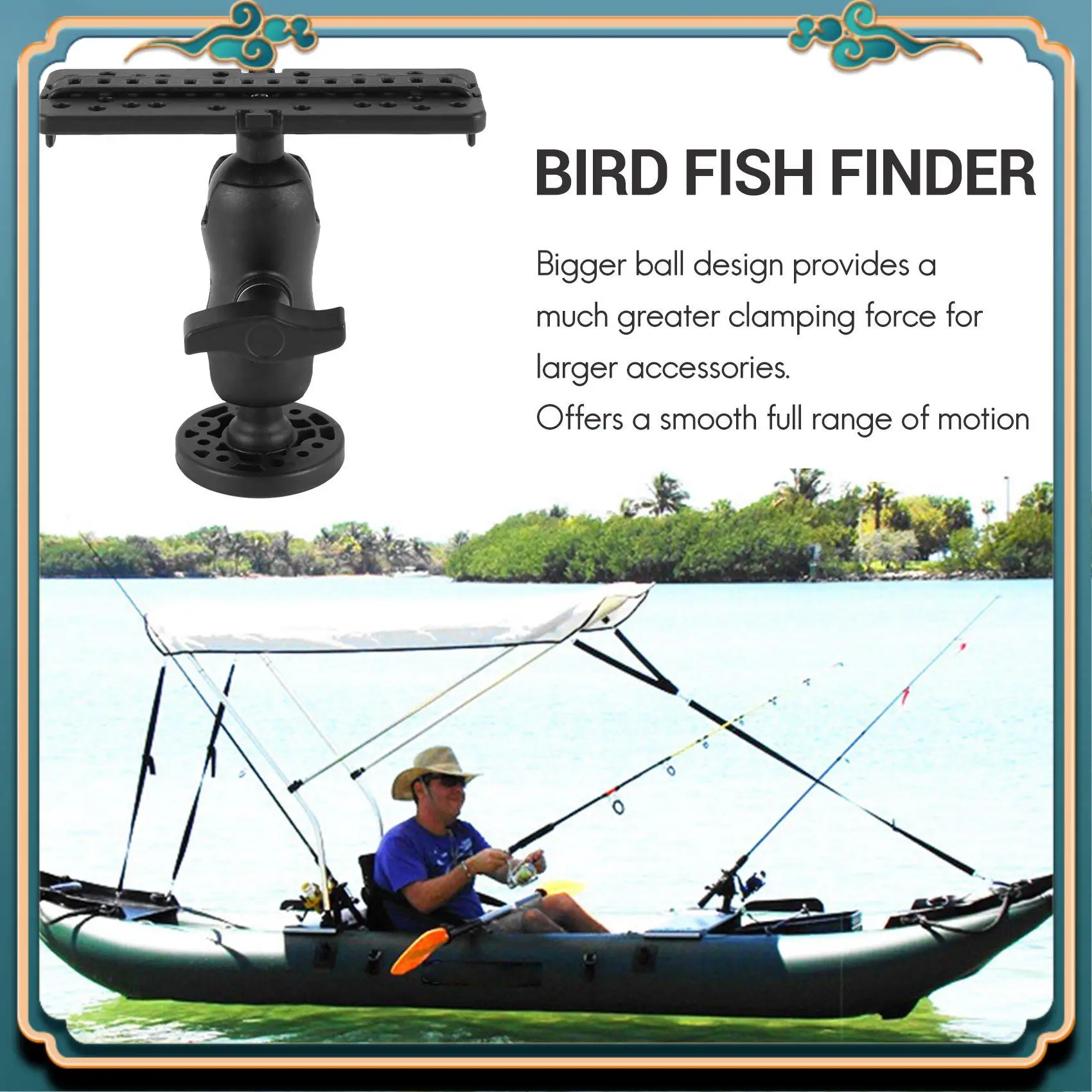 أحدث حامل كروي مع مكتشف السمك وملحقات لوحة التركيب العالمية لقوارب الكاياك