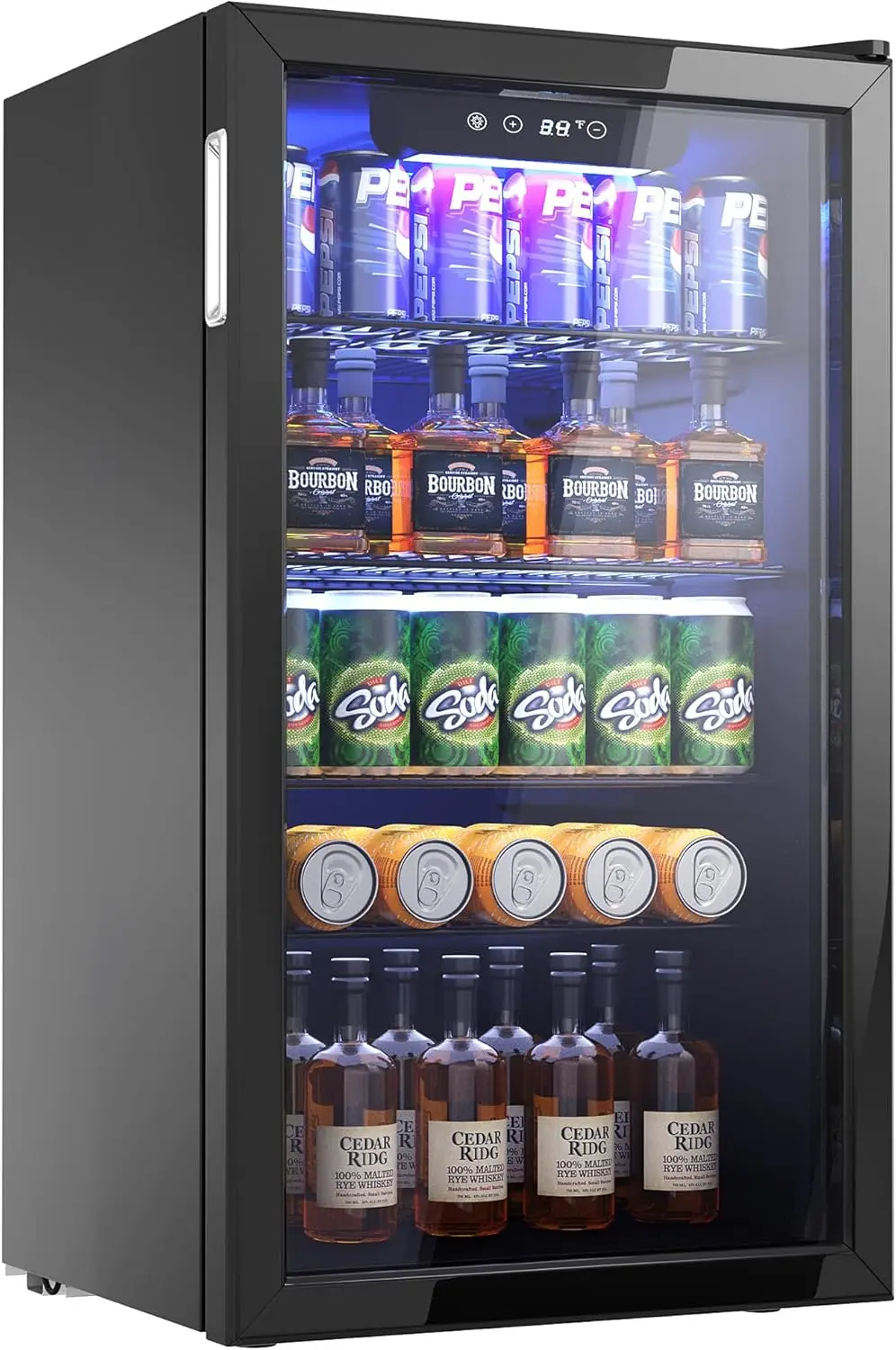 Refrigerator Cooler - 126 Can Mini Fridge with Glass Door for Soda Beer, Wine, Beverage Cooler for Home, Office, Bar with Adjust