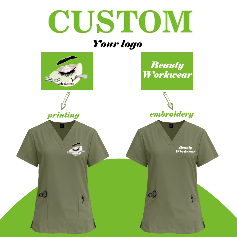 DIY Scrub Set Beauty Workwear Unisex Medical Uniform Hospital Working Clothes Doctor Supplies Nurse Surgery Suit Customized Logo
