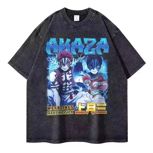 

Demon Slayer Anime T-Shirt Men Women Short Sleeve Tee Vintage Washed Tops Cyberpunk Streetwear Summer 2026 Y2k Clothes Unsiex