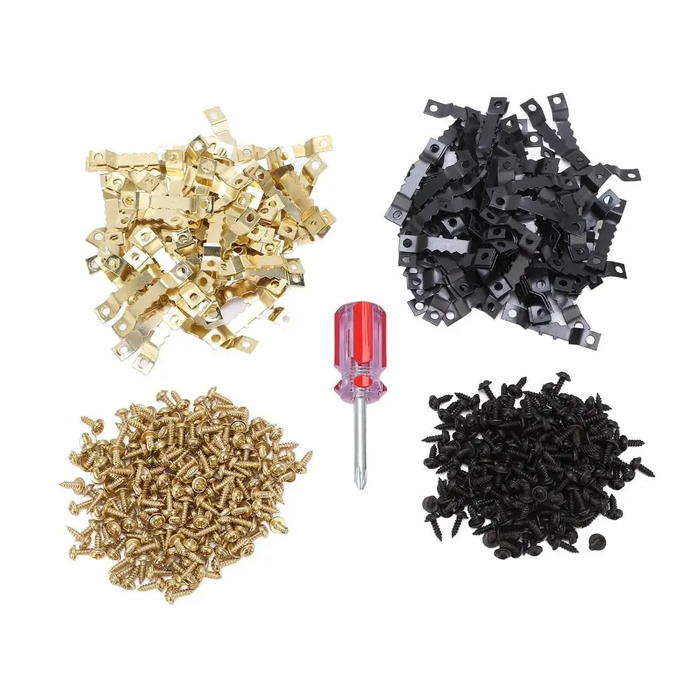 

Металлические пилообразные вешалки для фотографий, маленькие черные вешалки для фоторамок, золотые пилообразные подвесные крючки с двойным отверстием, подвесные часы