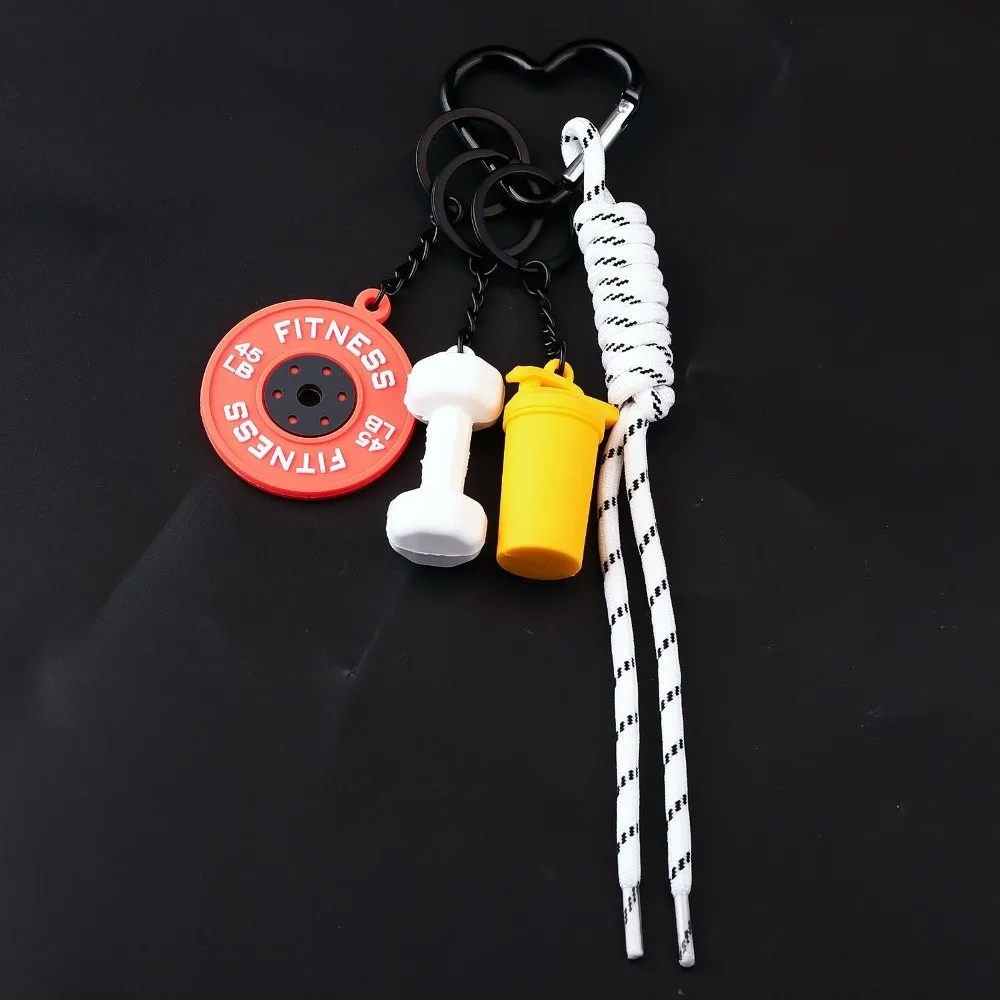 القلب مشبك الحديد لوحات مفتاح سلسلة حقيبة سحر غلاية أجراس محاكاة الدمبل كيرينغ كول الإبداعية اللياقة البدنية سلسلة قلادة #3