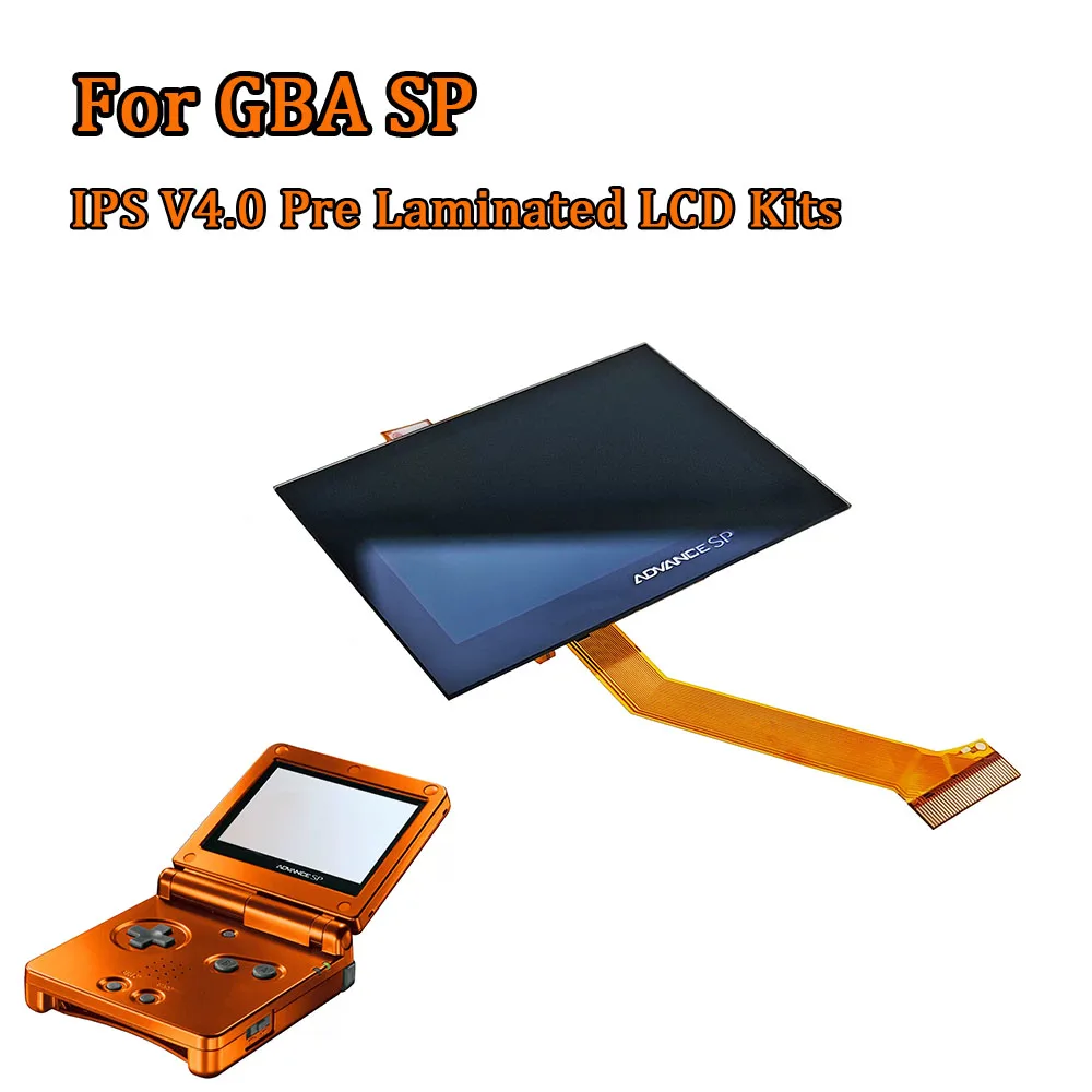 Pre Laminated IPS V3 LCD Full Screen Kits for GBA SP IPS V3 Screen High Brightness Backlight LCD Kits with Glass Lens For GBASP