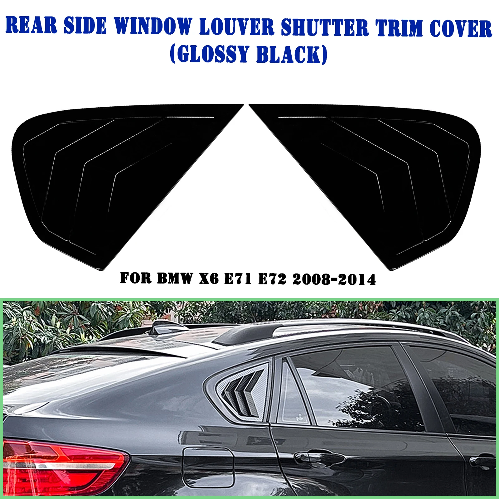 Rear Side Window Louver Shutter Cover Trim For BMW X6 X6M E71 E72 2008-2014