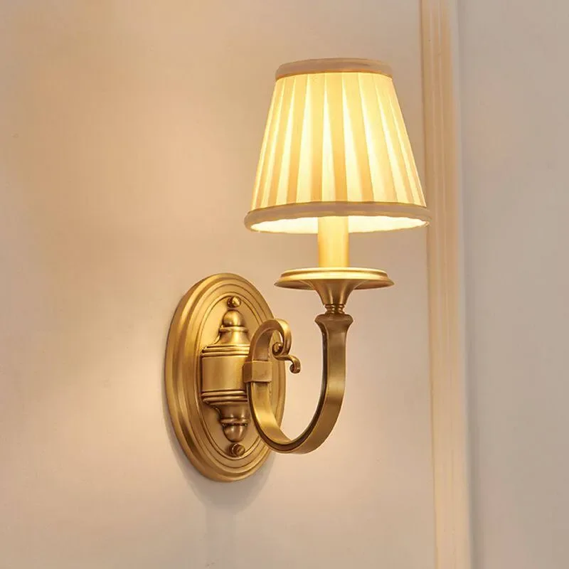 All Copper Double Headed Wall Lamp American Minimalist Retro Indoor Lighting for Living Room Background Bedroom Led Lights 2026