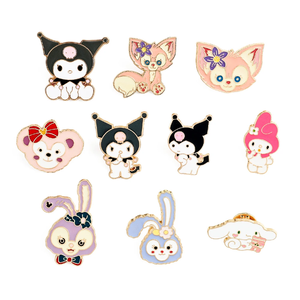 6 Pcs Fashion Brooch Set Cute Fox Cinnamoroll Babycinnamoroll Enamel Pin Backpack Clothing Accessories