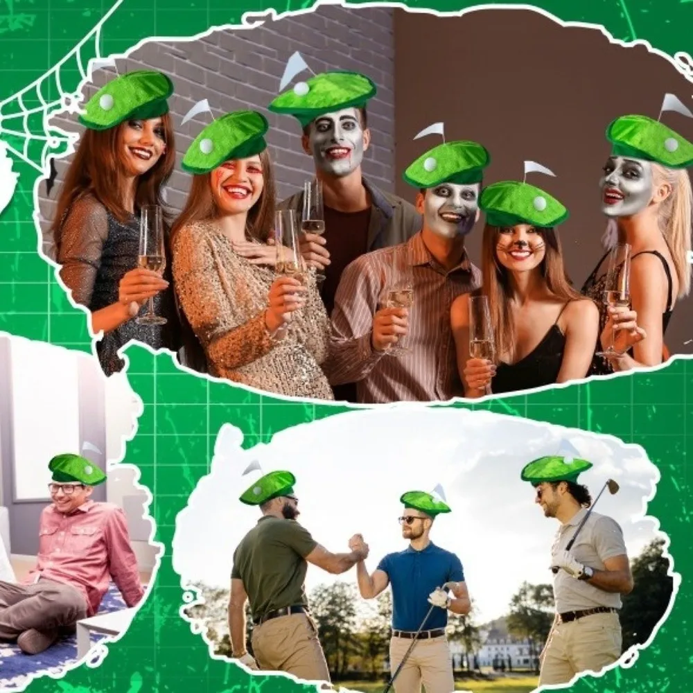 

Unisex Headwear 30cm Golf Themed Hat Green Playful Golf Beret Unique Golfs Flag Golf Ball Decorations Hat Outdoor Golf Party