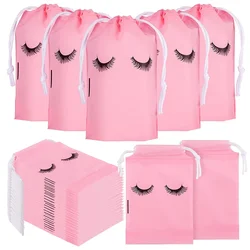 20PCS Eyelash Aftercare Bags Plastic Drawstring Lashes Bag Toiletry Makeup Pouch Cosmetic Travel Beauty Supplies Gift Packaging