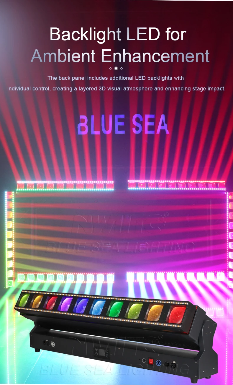 Outdoor Waterproof 10x60W Zoom Pixel Beam Bar Moving Head Light LED Backlight RGBW White Emission IP65 for DJ KTV Nightclubs
