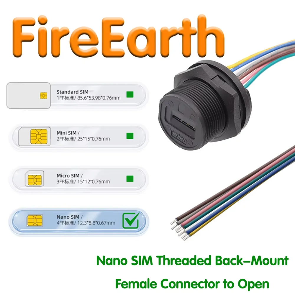 IP67 Waterproof Nano SIM Threaded Back-Mount Female Connector with Open-End for Outdoor IoT, Industrial & Vehicle Devices 0.2m