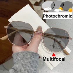 Progressive Photochromic Multifocal Hyperopia Glasses 3 in 1 Outdoor Near Far Sight Sunglasses Finished Sports Anti Blue Eyewear