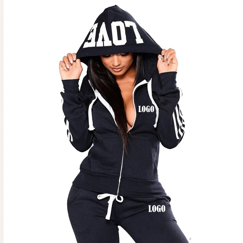 Fashion Women Track Suits Sports Wear Jogging Suits Ladies Hooded Tracksuit Set Clothes Hoodies+Sweatpants Sweat Suits