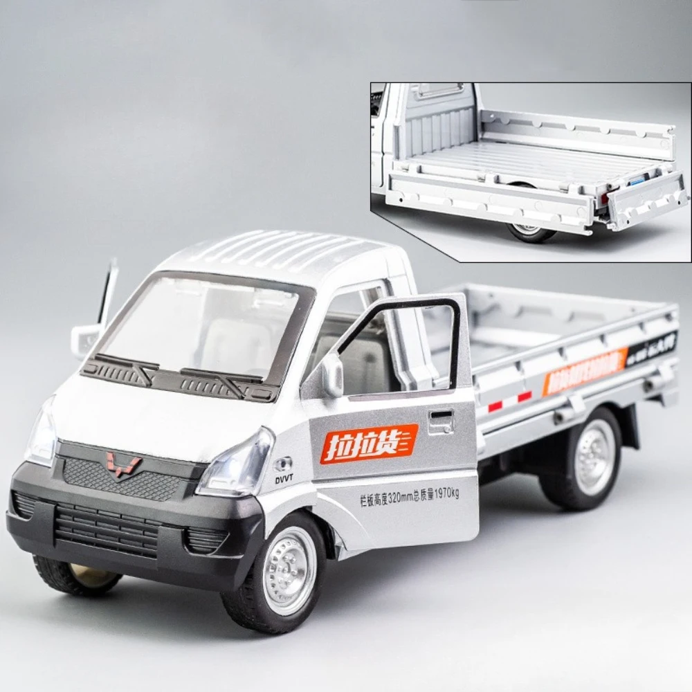 1:24 Schaal Liuzhou Wuling Truck Speelgoed Model Auto Metal Diecast Collection MPV Modellen Geluid Licht Trek Speelgoed voor Kinderen Presenteert