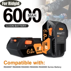 18V Battery 6.0AH Li-ion Battery For RIDGID R840087 R840085 L1815R L1850R L1830R R840083 Series Cordless Power Tool 