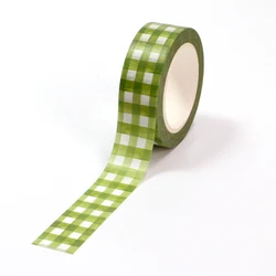 Fita decorativa washi para scrapbooking, bonito xadrez verde washi tape, fita adesiva adesiva, papelaria kawaii, diy, novo, 1pc, 10m