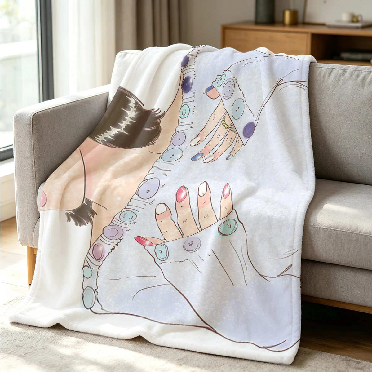 Soft Nails Flannel Blanket Warm Soft Halloween Christmas Couch Warm Cozy Decorative Decor Gift for All Season