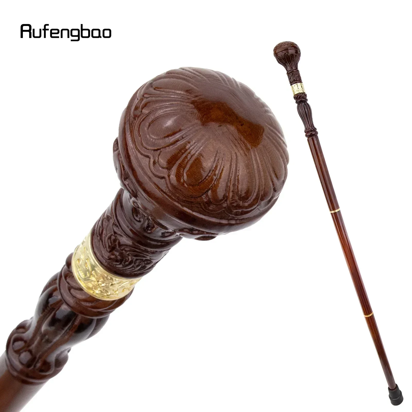 Brown Creative Round Wooden Fashion Walking Stick Decorative Cospaly Wood Walking Cane Halloween Mace Wand Crosier 95cm view 3