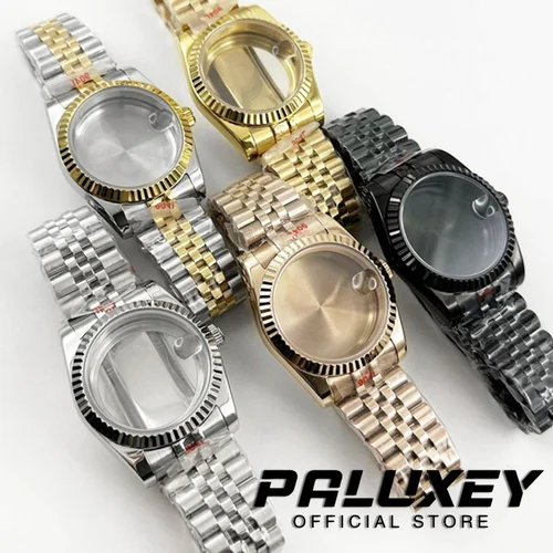 Accesorios de reloj NH35, caja de reloj de cristal de zafiro de 36mm/40mm para NH34, NH35, NH36, NH38, movimiento de 28,5mm, Dial de pulsera de bloqueo deslizante