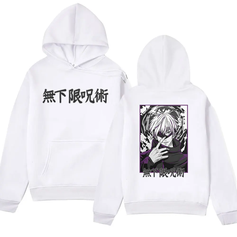 Manga Jujutsu Kaisen Satoru Gojo Printed Hoodie for Men Hooded Pullover Autumn Winter Fleece Long Sleeves Plus Size Sweatshirts