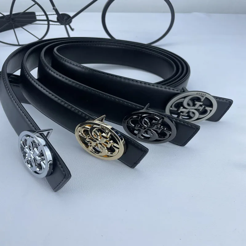 Fashion Men Genuine Leather Belts High Quality Gold Silver Buckle Best Matching Jeans Belts for Men